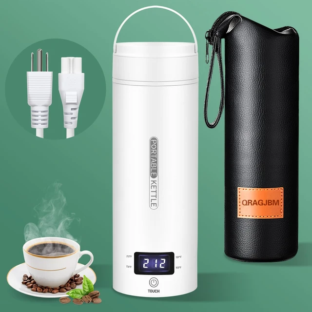 Alt view image 7 of 12 - Portable Electric Kettle Travel, 120V, 450ml, 4 Temperature Control | 304 Stainless Steel Lining, Auto Shut-Off, Boil Dry Protection, BPA-Free, Lightweight, For Hotel and Office (White)
