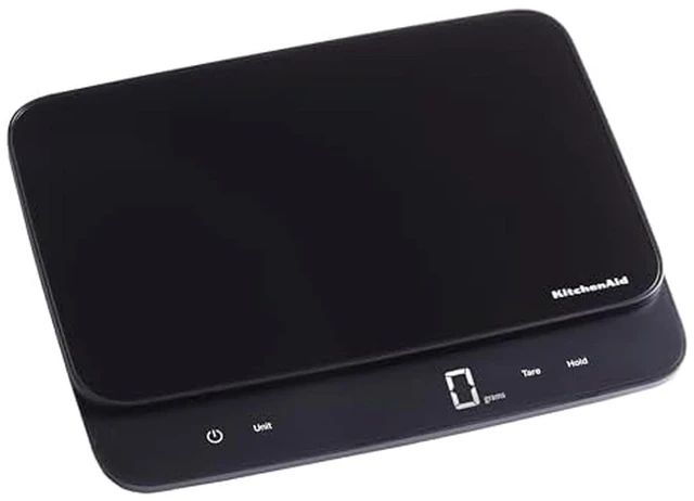 Alt view image 7 of 12 - =KQ917 High Capacity Glass Surface Digital Kitchen and Food Scale, 30 Pound Capacity and Precision, Grams, Ounces, Pounds, Fluid Ounces & Milliliters, LED, Tare Function, Black