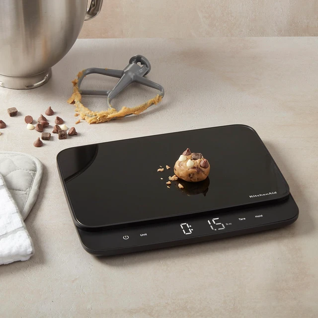 Alt view image 11 of 12 - =KQ917 High Capacity Glass Surface Digital Kitchen and Food Scale, 30 Pound Capacity and Precision, Grams, Ounces, Pounds, Fluid Ounces & Milliliters, LED, Tare Function, Black