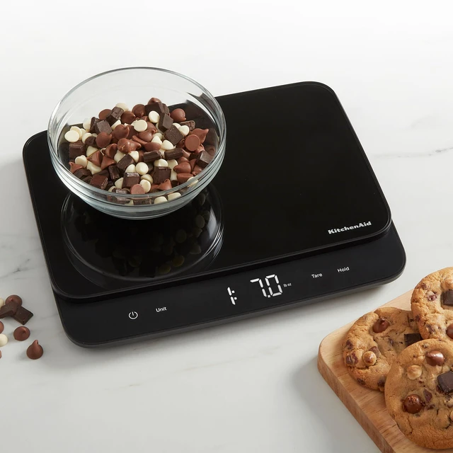 Alt view image 12 of 12 - =KQ917 High Capacity Glass Surface Digital Kitchen and Food Scale, 30 Pound Capacity and Precision, Grams, Ounces, Pounds, Fluid Ounces & Milliliters, LED, Tare Function, Black