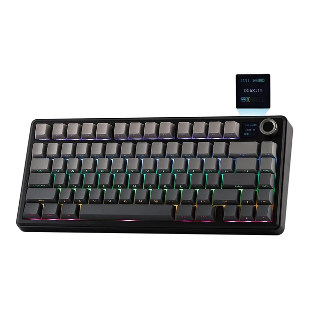 Alt view image 8 of 14 - X Aula F75 MAX Wireless Mechanical Keyboard with TFT Screen and Knob, Gasket Gaming Keyboard in 75% Layout, Hot Swappable, RGB Backlight, for PC/Mac/Linux (Black Gradient)