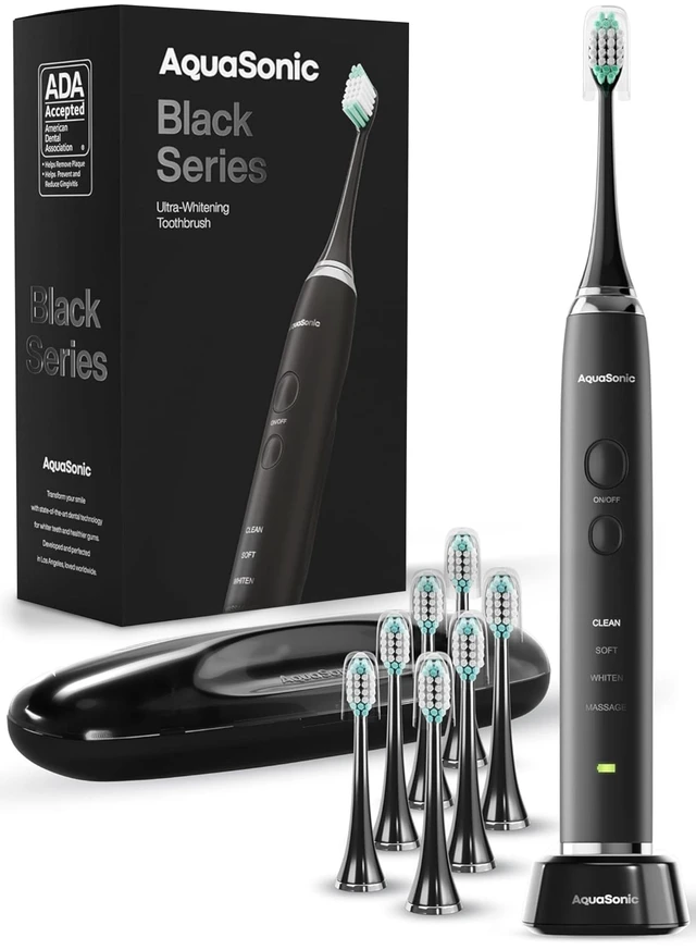 Alt view image 7 of 12 - Black Series Ultra Whitening Toothbrush ADA Accepted Electric Toothbrush- 8 Brush Heads & Travel Case 40,000 VPM Electric Motor & Wireless Charging - 4 Modes w Smart Timer