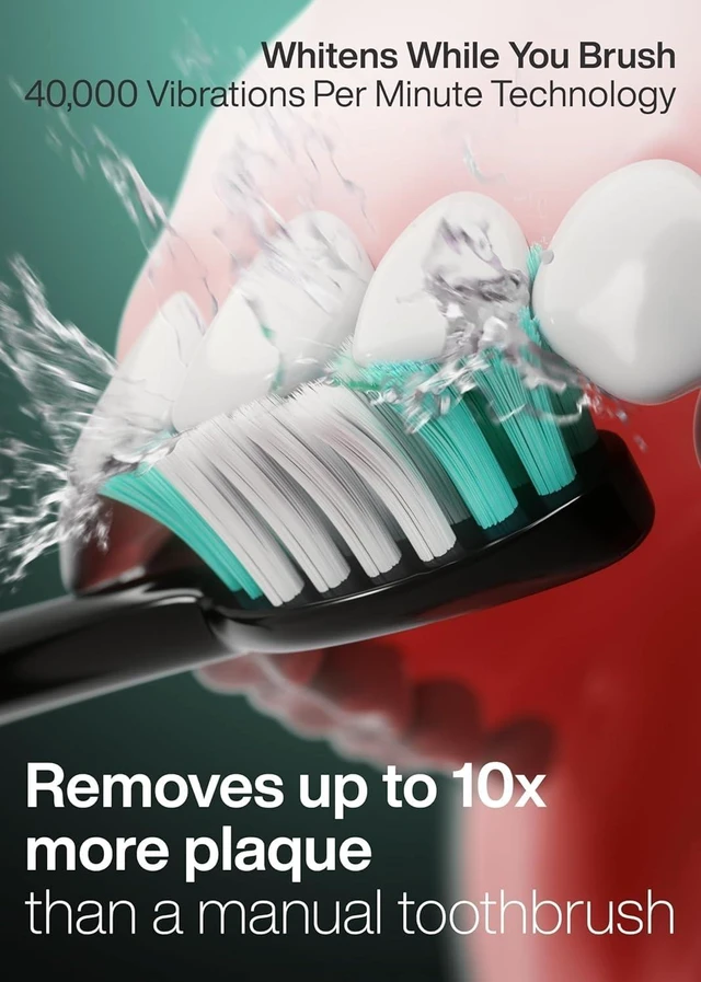 Alt view image 8 of 12 - Black Series Ultra Whitening Toothbrush ADA Accepted Electric Toothbrush- 8 Brush Heads & Travel Case 40,000 VPM Electric Motor & Wireless Charging - 4 Modes w Smart Timer