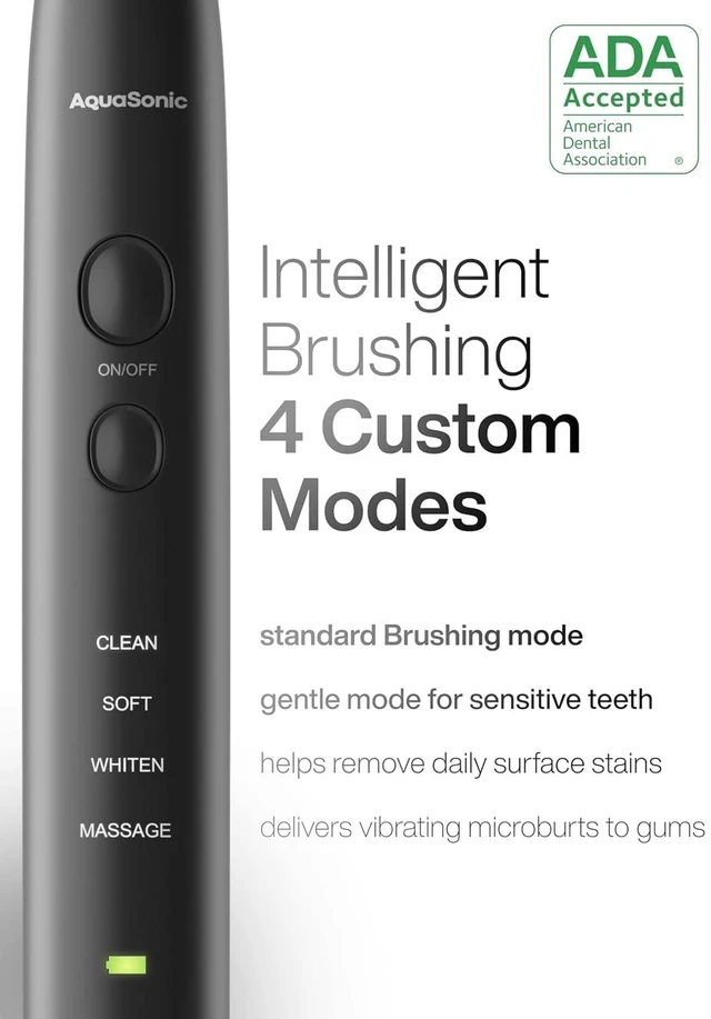 Alt view image 9 of 12 - Black Series Ultra Whitening Toothbrush ADA Accepted Electric Toothbrush- 8 Brush Heads & Travel Case 40,000 VPM Electric Motor & Wireless Charging - 4 Modes w Smart Timer