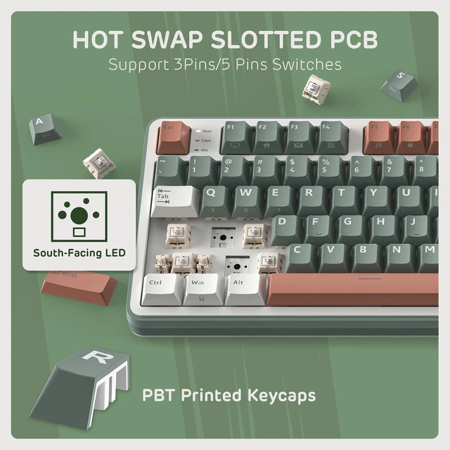 Alt view image 13 of 14 - ROYAL KLUDGE S98 Wireless Mechanical Keyboard w/Smart Display & Knob | 96% Top Mount RGB Gaming Keyboard BT/2.4G/USB-C, 5-Layer Noise Dampening, Creamy Sound Pre-lubed Switch,Hot Swap, 98 Keys