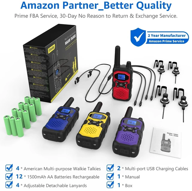 Alt view image 9 of 14 - 2 Way Radios for Adults Long Range Walkie Talkies Kids Rechargeable 4 Pack
