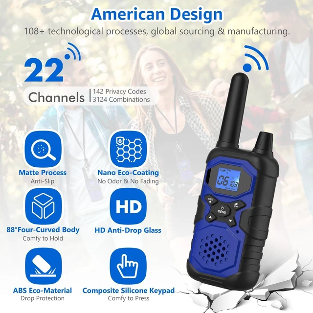 Alt view image 10 of 12 - 2 Way Radios for Adults Long Range Walkie Talkies Kids Rechargeable 4 Pack