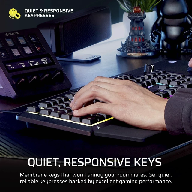 Alt view image 14 of 14 - Skiff 100 Quiet RGB Wired Gaming Keyboard US QWERTY Black | IP53 Spill & Dust Resistant, Responsive Keys, Media Dial