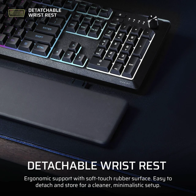 Alt view image 13 of 14 - Skiff 100 Quiet RGB Wired Gaming Keyboard US QWERTY Black | IP53 Spill & Dust Resistant, Responsive Keys, Media Dial