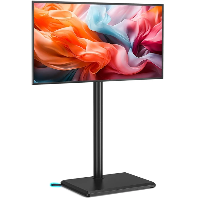 Alt view image 8 of 14 - Swivel Floor TV Stand for 32-65 Inch Flat Screen TVs | Height Adjustable Mount, Solid Wood Base, Space Saving, Holds 88lbs, Max VESA 400x400mm for Living Room Bedroom Corner