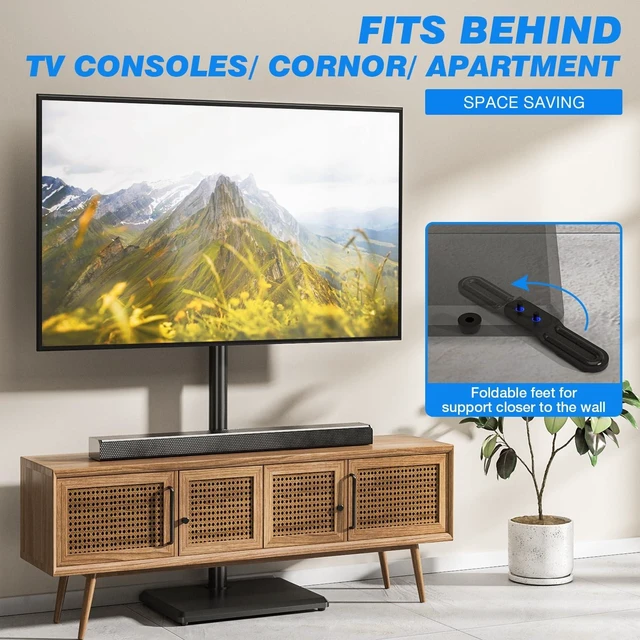 Alt view image 14 of 14 - Swivel Floor TV Stand for 32-65 Inch Flat Screen TVs | Height Adjustable Mount, Solid Wood Base, Space Saving, Holds 88lbs, Max VESA 400x400mm for Living Room Bedroom Corner