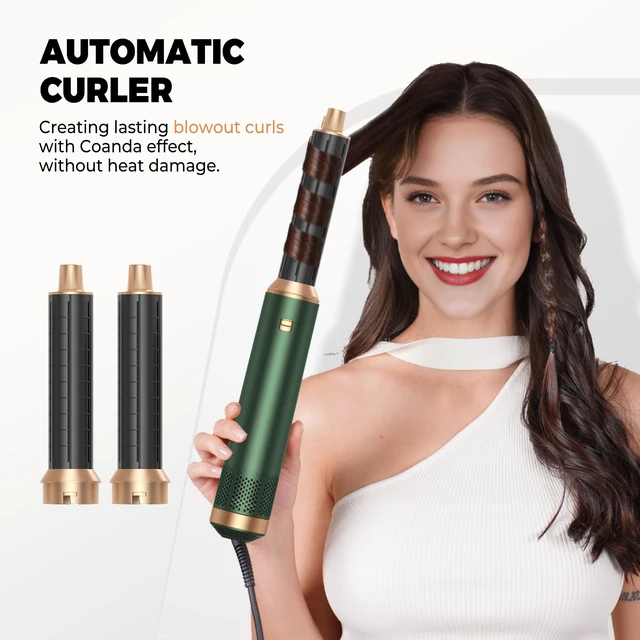 Alt view image 9 of 14 - 5 in 1 Blow Dryer Brush, Upgrade Hair Dryer Brush Set Multifunctional | Air Styler Curling Wrap Air Curler, Hot Air Brush Curling Iron Hair Styling Tools As A Gift for Straight/Curl/Dry/Smooth