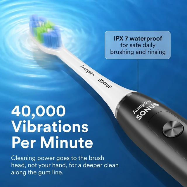 Alt view image 11 of 14 - Electric Toothbrush for Adults, Strong Sonic Toothbrush, 40,000 VPM, Rechargeable, 5 Modes, Removes 10x More Plaque, IPX7, 30-Day Battery, 2 Brush Heads & Travel Case
