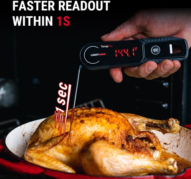 Alt view image 10 of 14 - TempSwift 1 Sec Instant Read Meat Thermometer Digital | Kitchen Food Thermometer with 180° Rotating Display, IP67 Waterproof Cooking Thermometers for Deep Fry Smoker Grill BBQ