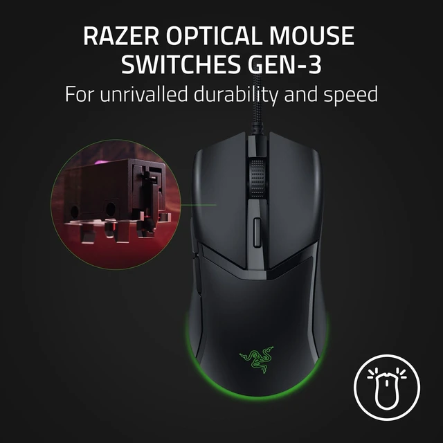Alt view image 10 of 14 - Cobra Wired Gaming Mouse, Gen-3 Optical Switches, 58g, Black | Chroma RGB Lighting with Underglow, Precise 8500 DPI Optical Sensor, 100% PTFE Mouse Feet