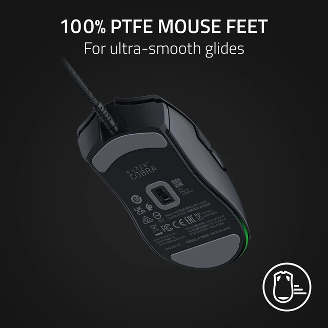 Alt view image 14 of 14 - Cobra Wired Gaming Mouse, Gen-3 Optical Switches, 58g, Black | Chroma RGB Lighting with Underglow, Precise 8500 DPI Optical Sensor, 100% PTFE Mouse Feet