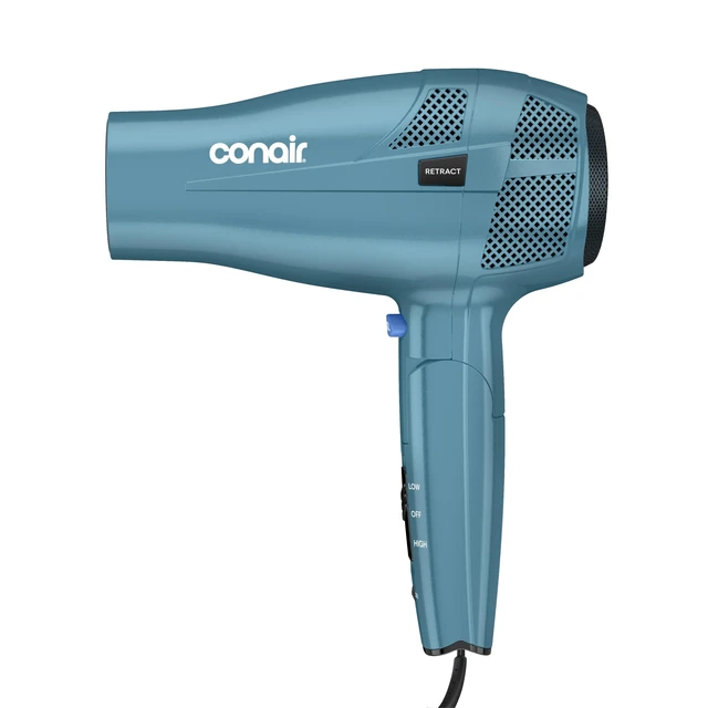 Alt view image 8 of 14 - Travel Hair Dryer, Dual Voltage, Folding Handle, 1875W, Blue | Travel blow dryer for at home and on the go, 1.75-lb. design with dual-voltage compatibility and a retractable 5-foot cord