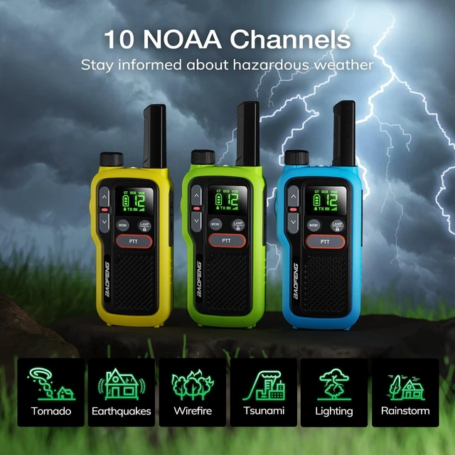 Alt view image 12 of 14 - GT-18 Walkie Talkies for Kids Adults Ages 3-12 License Free, 3 Pack | Long Range Two Way Radios, 1500mAh Rechargeable Battery, NOAA, 22 FRS Channels Scan, Camping, Hiking, and Family Outings