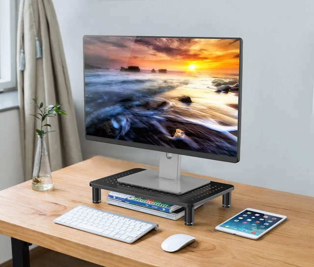 Alt view image 9 of 14 - Monitor Riser Laptop Stand, Adjustable Legs, Stackable, 14.5 x 9.25 x 3.125 Inches Max Height, Matte Black Steel, 1 Stand
