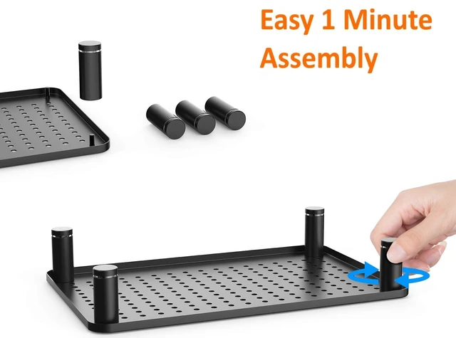 Alt view image 13 of 14 - Monitor Riser Laptop Stand, Adjustable Legs, Stackable, 14.5 x 9.25 x 3.125 Inches Max Height, Matte Black Steel, 1 Stand