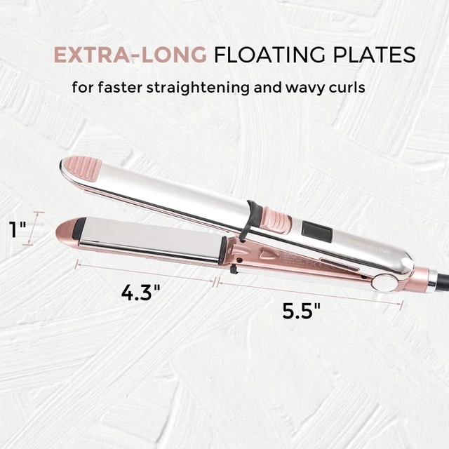 Alt view image 11 of 14 - 2-in-1 Titanium Ionic Flat Iron, Hair Straightener & Curler | Professional Styling Tool, Fast Heating, Dual Voltage 110-240V, Adjustable Temperature, Pink, For All Hair Types