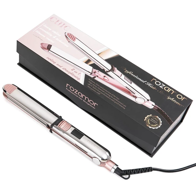Alt view image 14 of 14 - 2-in-1 Titanium Ionic Flat Iron, Hair Straightener & Curler | Professional Styling Tool, Fast Heating, Dual Voltage 110-240V, Adjustable Temperature, Pink, For All Hair Types