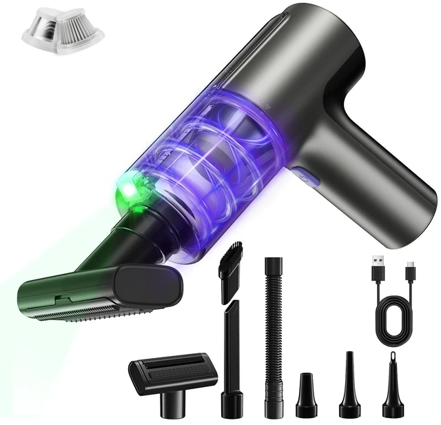 Alt view image 8 of 14 - Car Vacuum Portable Cordless, Handheld Vacuum Cleaner Mini Small | 20000Pa High Suction, 80000RPM Brushless Motor, 7 Nozzles Car Cleaning Kit with Air Duster Blower for Car Interior, Pet Hair