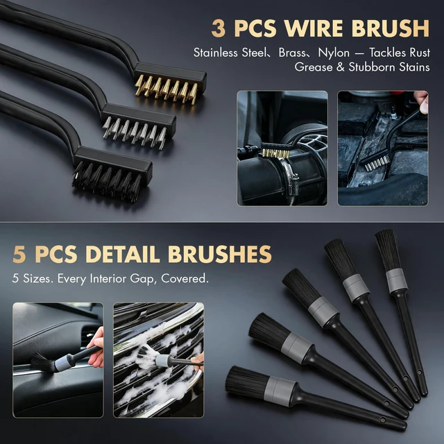 Alt view image 13 of 14 - 29PCS Car Cleaning Kit Interior Detailing for Men WomenGrey | 17000PA High Power Handheld Cordless Car Vacuum Rechargeable, Detailing Brush Set, Windshield Cleaner Tool, Tire Brush