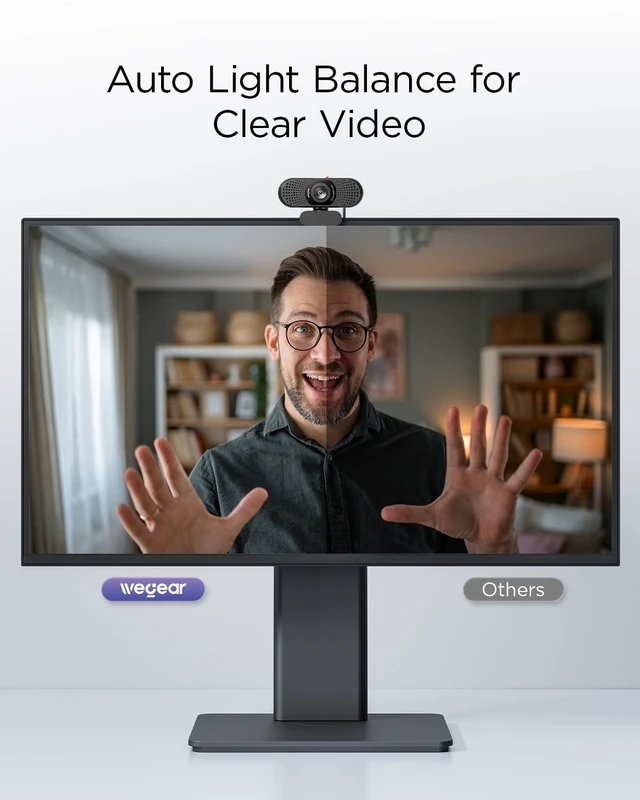 Alt view image 10 of 14 - 1080P Webcam for PC, Full HD Computer Camera with Dual Mics, USB-A | Plug & Play, Privacy Cover, 85° FOV, Fixed Focus for Laptop & Desktop, Zoom, Teams, FaceTime, Google Meet, Streaming