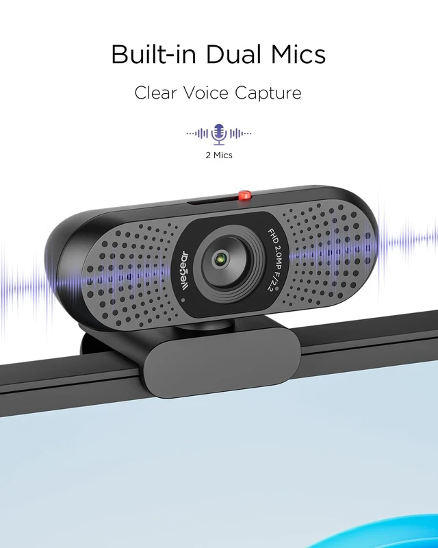 Alt view image 12 of 14 - 1080P Webcam for PC, Full HD Computer Camera with Dual Mics, USB-A | Plug & Play, Privacy Cover, 85° FOV, Fixed Focus for Laptop & Desktop, Zoom, Teams, FaceTime, Google Meet, Streaming