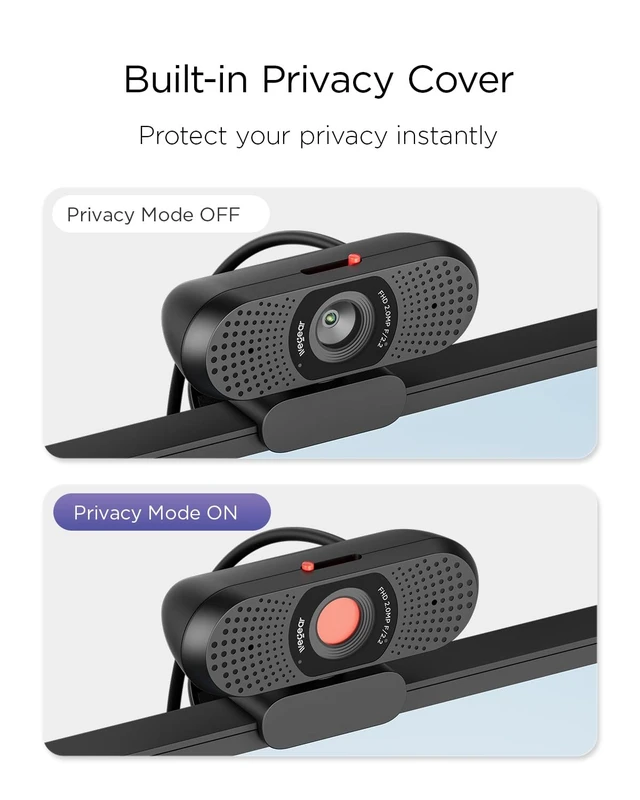 Alt view image 13 of 14 - 1080P Webcam for PC, Full HD Computer Camera with Dual Mics, USB-A | Plug & Play, Privacy Cover, 85° FOV, Fixed Focus for Laptop & Desktop, Zoom, Teams, FaceTime, Google Meet, Streaming