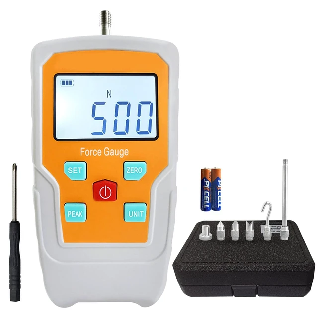 Alt view image 4 of 6 - Digital Electronic Pull Gauge Tester 110LB/500N Force Gauge Push-Pull Meter Tension Compression Pressure Testing Thrust Meter Peak Mode with 6 Kinds of Probe and Extension Rod (110LB 500N)