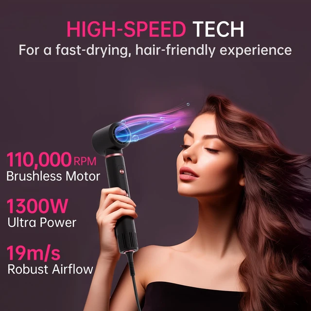Alt view image 10 of 14 - Hair Dryer Brush Set, 110000 RPM Hot Air Styler with Auto-Wrap Curler | Blow Dryer Brush for Fast Drying,Curling,Volumizing&Straightening, High-Speed Hot Air Brush for All Hair Types, Black & Red
