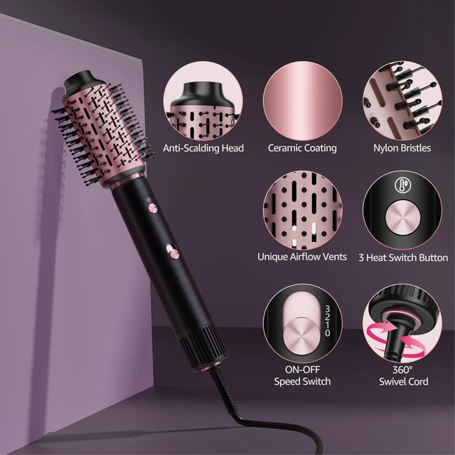 Alt view image 11 of 14 - Hair Dryer Brush Set, 110000 RPM Hot Air Styler with Auto-Wrap Curler | Blow Dryer Brush for Fast Drying,Curling,Volumizing&Straightening, High-Speed Hot Air Brush for All Hair Types, Black & Red