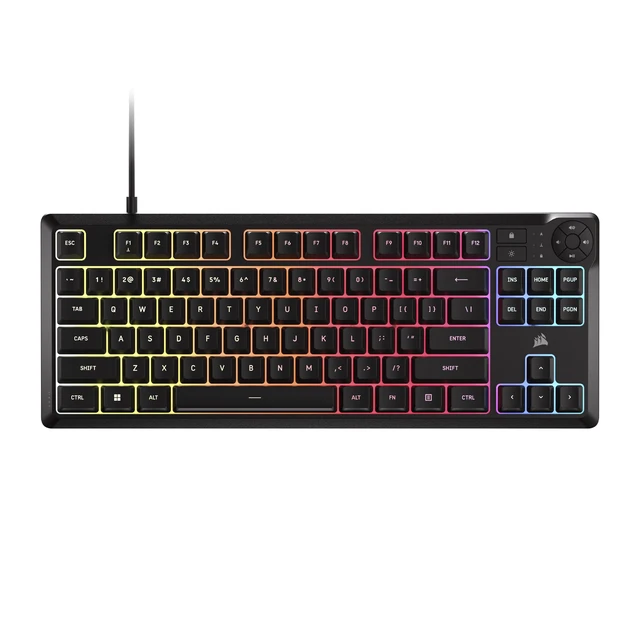 Alt view image 8 of 14 - K55 CORE TKL RGB Gaming Keyboard Tenkeyless, 8-Zone RGB, Quiet Membrane Keys, Spill Resistant, Media Keys, 1000Hz Polling NA Layout Black