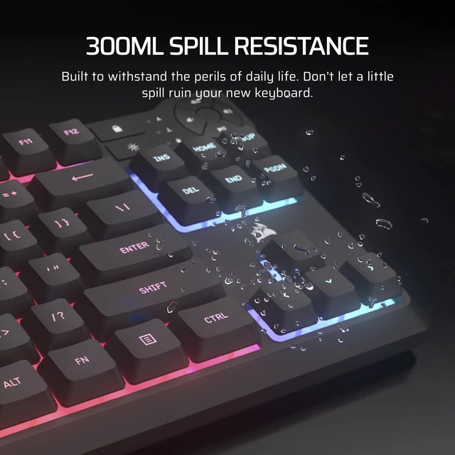 Alt view image 11 of 14 - K55 CORE TKL RGB Gaming Keyboard Tenkeyless, 8-Zone RGB, Quiet Membrane Keys, Spill Resistant, Media Keys, 1000Hz Polling NA Layout Black