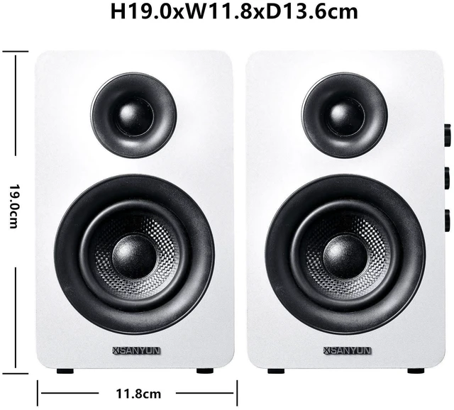 Alt view image 9 of 14 - 3" Active Bluetooth 5.0 Bookshelf Speakers, Built-in 24bit DAC | 60W Carbon Fiber Speaker, USB and 3.5mm AUX Input, Dynamic 3D Surround Sound, 2.0 Computer PC Monitor Gaming (Pair, White)