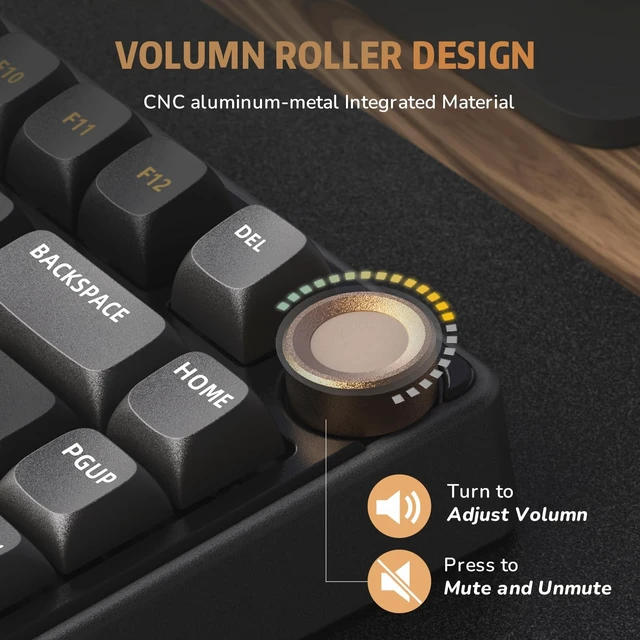 Alt view image 10 of 14 - R75 Wired Mechanical Keyboard with Volume Knob, 75% Mechanical Gaming Keyboard Gasket Mount, Hot Swappable Silver Switch, MDA Profile PBT Keycaps, Creamy Keyboards, Black