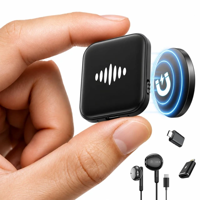 Alt view image 8 of 14 - 132GB (9800Hour) Digital Voice Activated Recorder, Double-Sided Magnetic Audio Recorder with Playback, USB-C Voice Recorder with AI Noise Reduction, MP3 Listening Devices, 70H Continuous for Lectures