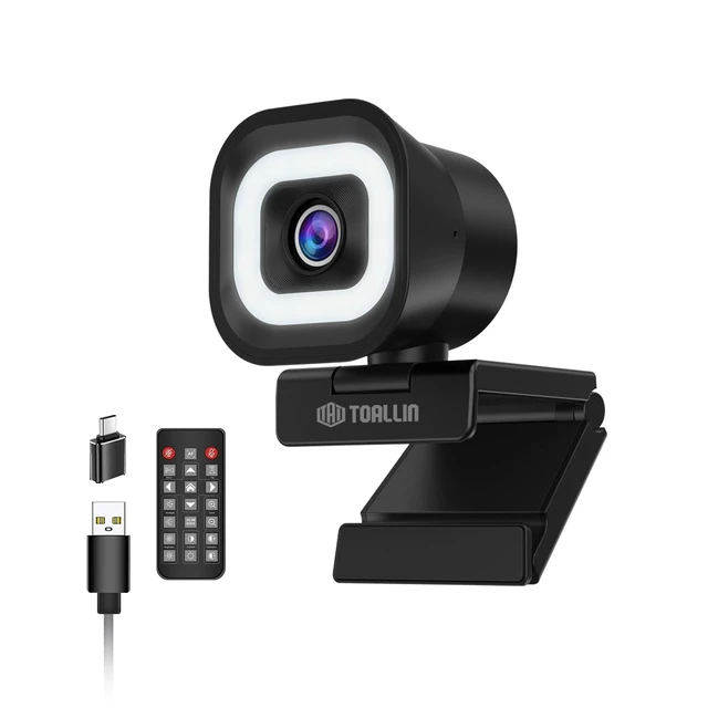 Alt view image 8 of 14 - 4K Webcam with Ring Light, Remote Control, PDAF Autofocus | Built-in Dual Mic, 5X Zoom, USB Computer Camera for Live-Streaming/Meetings/Video Calls