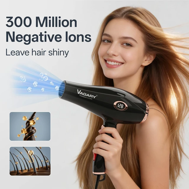 Alt view image 10 of 14 - Professional Salon 2200W Blower Dryer with Diffuser Concentrator Nozzles,Negative Ionic Blow Dryer,Low Noise Hair Dryers,2 Speeds and 2 Heat Settings 1 Cool Shot Button