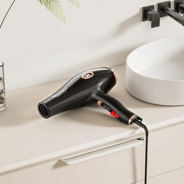 Alt view image 14 of 14 - Professional Salon 2200W Blower Dryer with Diffuser Concentrator Nozzles,Negative Ionic Blow Dryer,Low Noise Hair Dryers,2 Speeds and 2 Heat Settings 1 Cool Shot Button