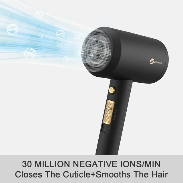 Alt view image 9 of 12 - Professional Ionic Hair Dryer, Powerful 1800W Fast Drying Low Noise Blow Dryer with 2 Concentrator Nozzle 1 Diffuser Attachments for Home Salon Travel (Black)