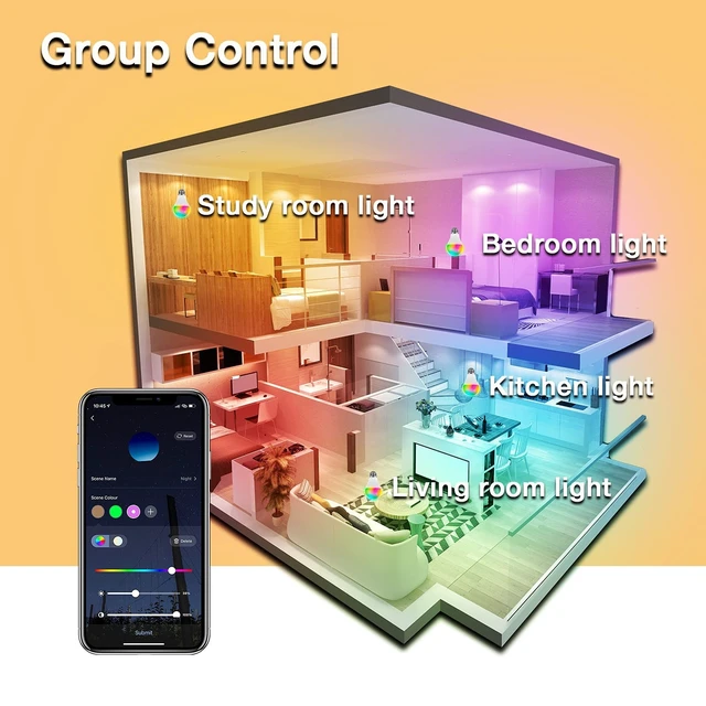 Alt view image 12 of 14 - Smart Light Bulbs, RGBCW Wi-Fi Color Changing Led Bulbs Compatible with Alexa & Google Home Assistant, A19 E26 9W 800LM Multicolor Bulb, No Hub Required, 6 Pack