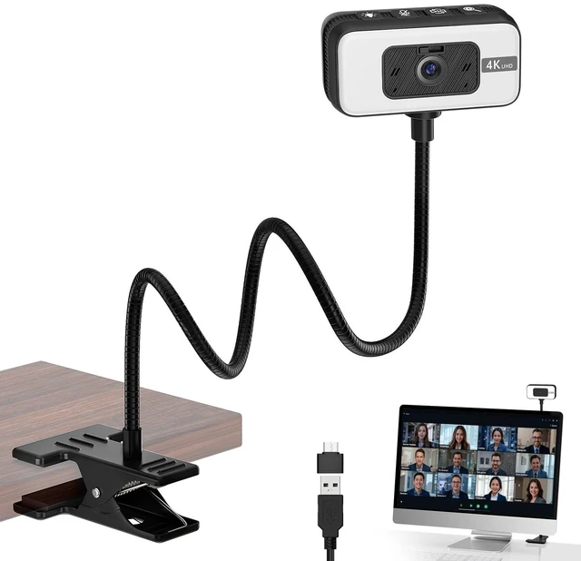 Alt view image 8 of 14 - 4K Webcam for PC with Light, PDAF Autofocus and Mic for PC Streaming | Plug and Play USB Web Camera with Bracket, 4K 30FPS with Zoom, Teams, Google Meet, Laptop Desktop Mac