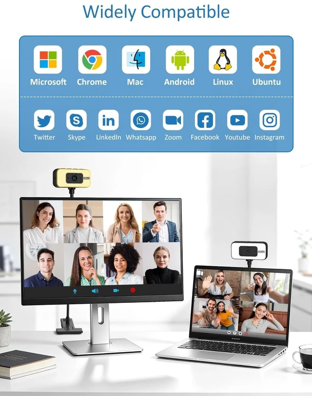 Alt view image 14 of 14 - 4K Webcam for PC with Light, PDAF Autofocus and Mic for PC Streaming | Plug and Play USB Web Camera with Bracket, 4K 30FPS with Zoom, Teams, Google Meet, Laptop Desktop Mac