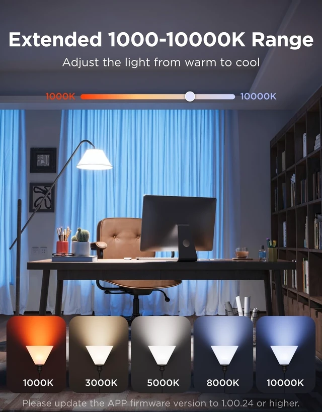 Alt view image 12 of 14 - 1600LM Smart Light Bulbs, A21 100W RGBWW CRI 90, E26 Base, 2-Pack | A21 LED Bulbs for Living Room, Color Changing Light Bulbs Compatible with Matter, Alexa & SmartThings, CRI 90, 2.4GHz Only