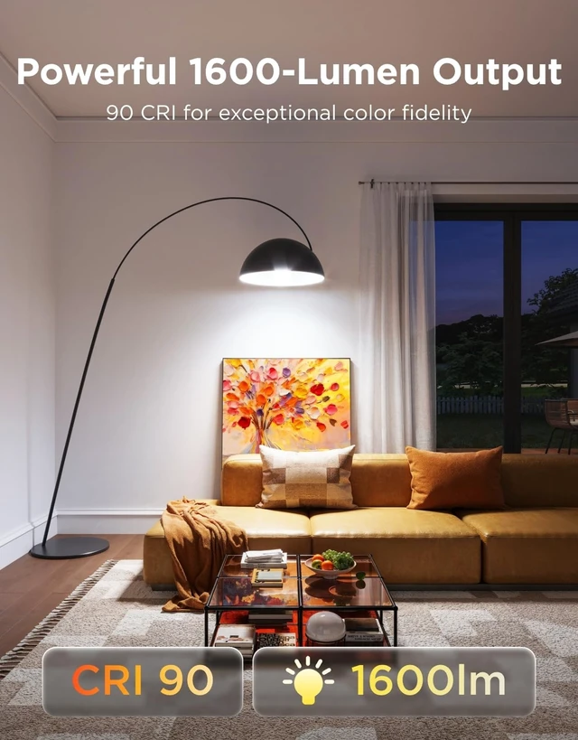 Alt view image 11 of 14 - 1600LM Smart Light Bulbs, A21 100W RGBWW CRI 90, E26 Base, 2-Pack | A21 LED Bulbs for Living Room, Color Changing Light Bulbs Compatible with Matter, Alexa & SmartThings, CRI 90, 2.4GHz Only