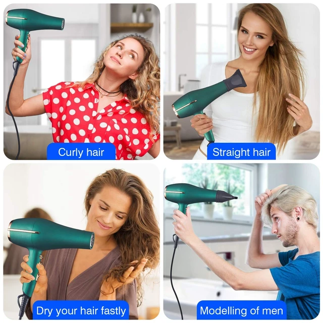 Alt view image 12 of 12 - 2000 Watt Negative Ionic Hair Dryer, Professional Salon Blow Dryer, Low Noise Fast Drying & Powerful AC Motor and Diffuser Comb for Men Women,3 Heat & 2 Speed Settings, Easy to Use- Green