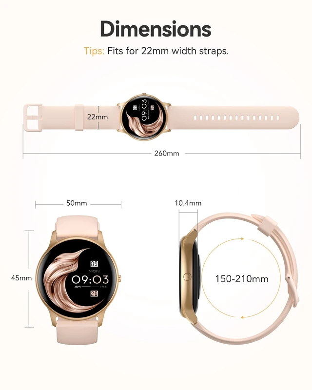 Alt view image 11 of 14 - Smart Watch for Women, 5ATM Waterproof Smartwatch&100+ Sports Modes | for Android and iOS Phones, Fitness Tracker Watch with Heart Rate Monitor Pedometer Sleep Monitor, Pink